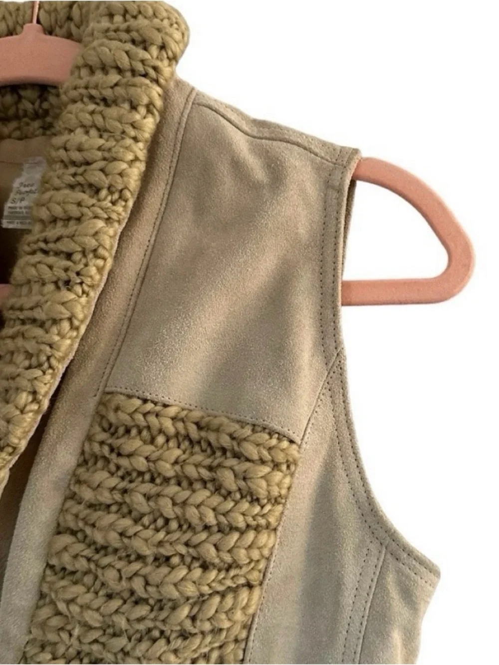 Free People Y2K Cow Leather Suede Wool Vest Small Boho Western Cowgirl